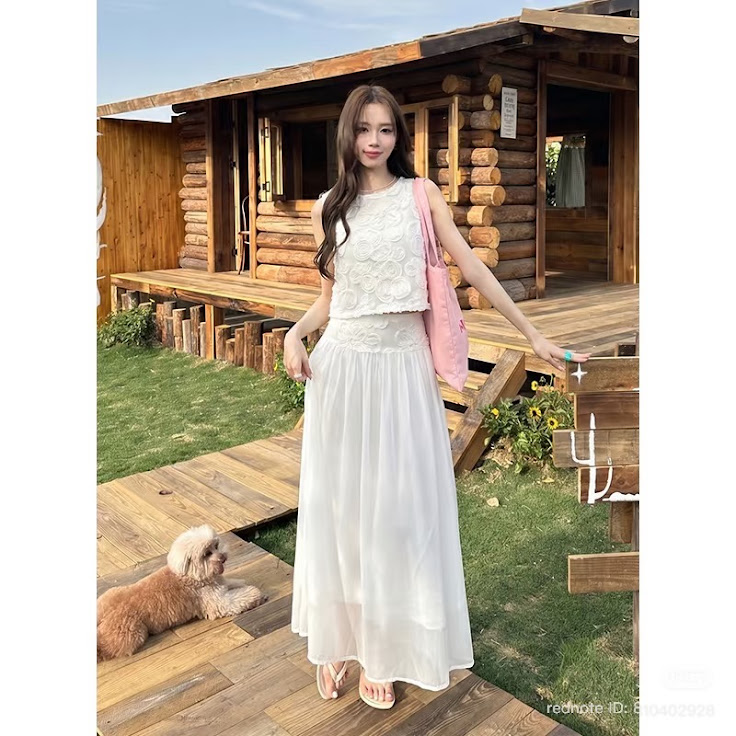 Lucas - Set áo zile ren hoa nổi + chân váy xòe voan cạp ren bản lớn_thumbnail_4