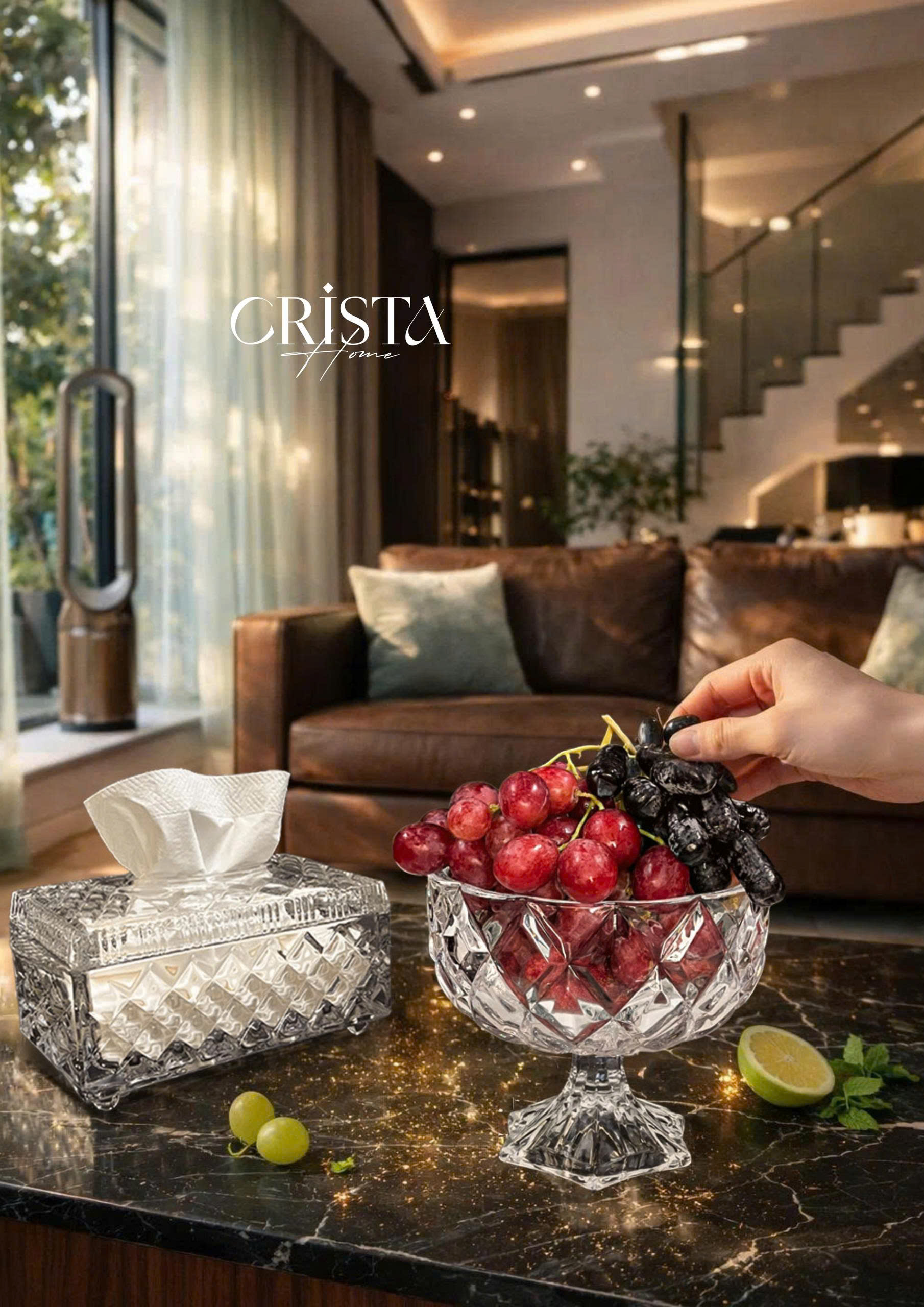 HŨ THỦY TINH CHÂN BỒNG VÂN KIM CƯƠNG 18CM CRISTA HOME 60251_thumbnail_2