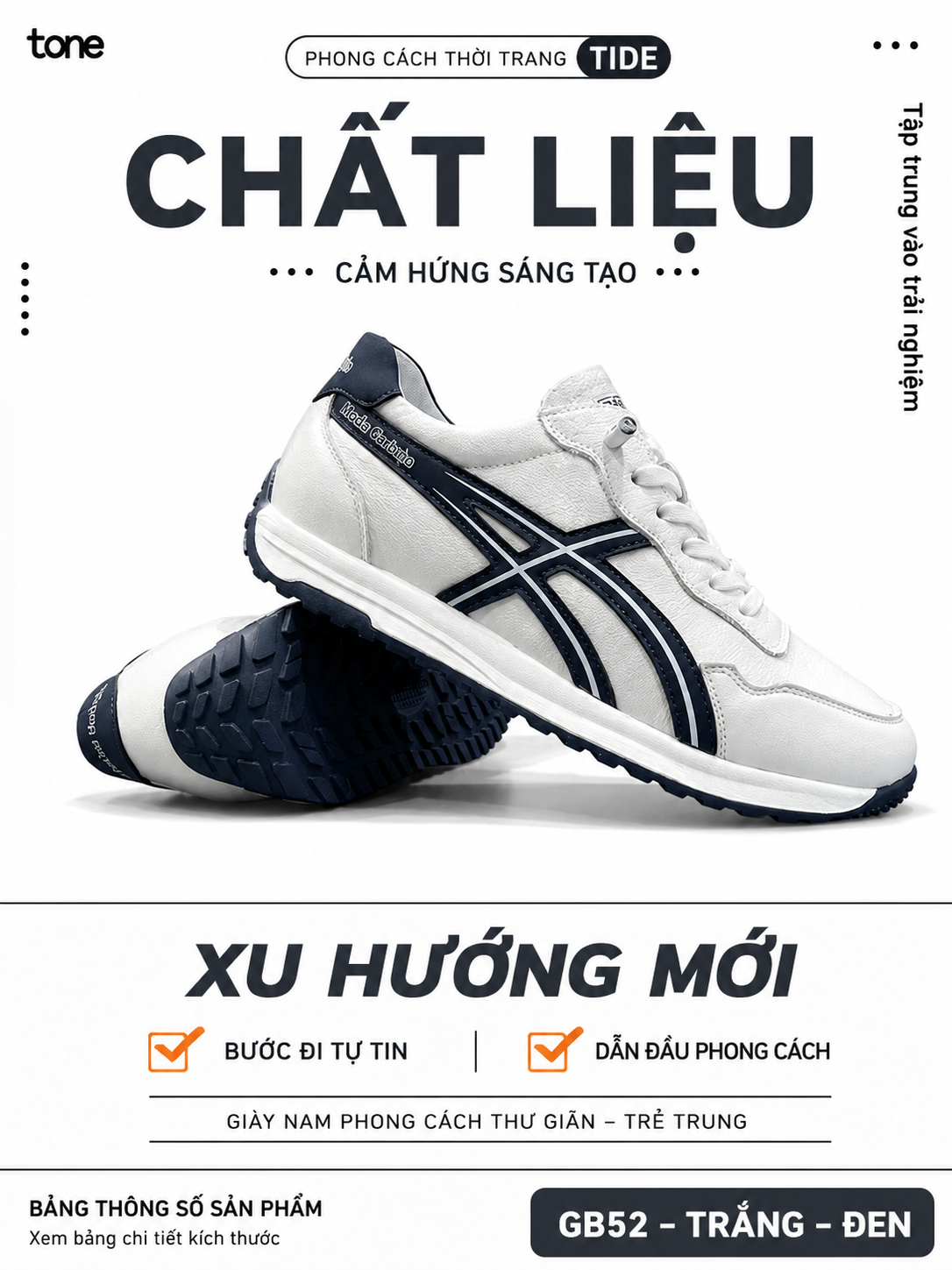 GB52 - Giày nam da thật phong cách Hàn Quốc, phối màu trắng xanh lục và trắng đen, đế bằng êm chân_thumbnail_4