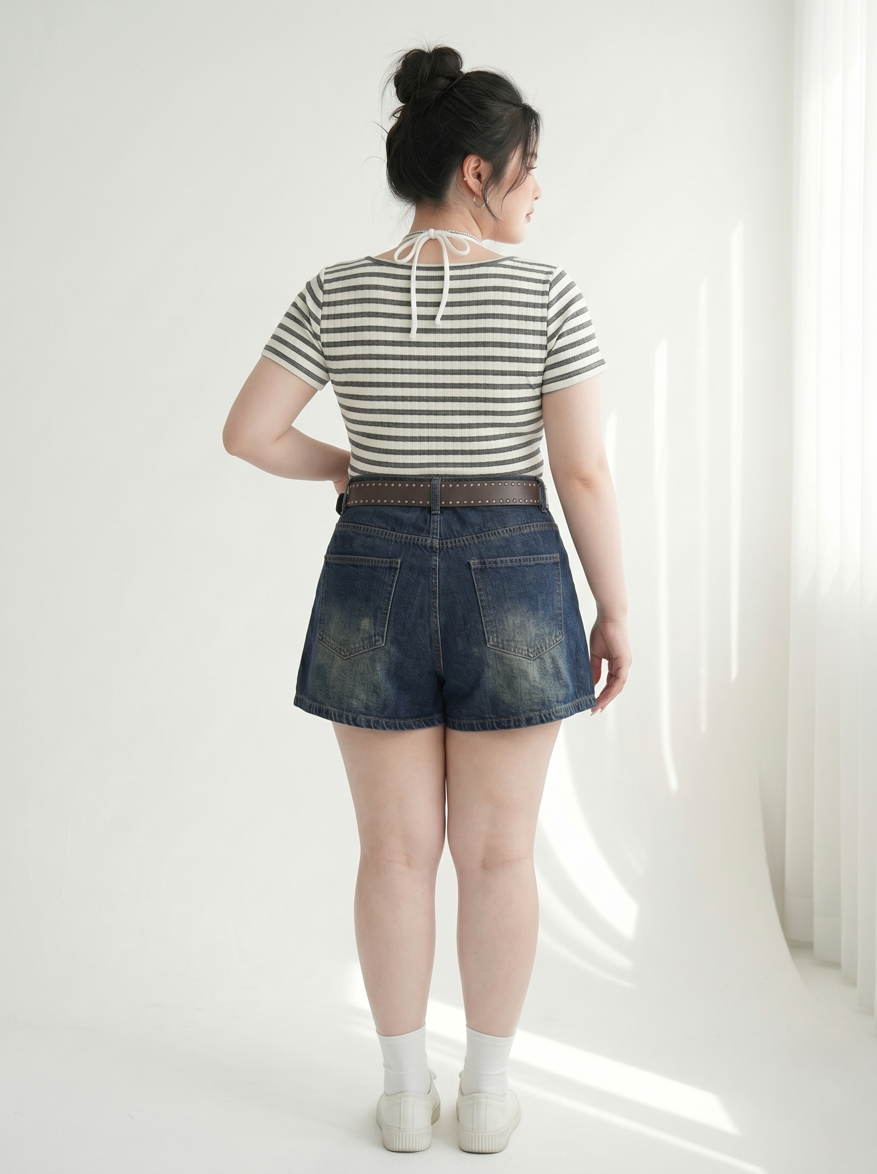 Quần Váy Jean Xếp Ly Bigsize Lưng Cao Gọn Bụng - Đỏ/Trắng/Xanh Đậm/Đen - Vừa 55-90kg - QVJ2101_thumbnail_12