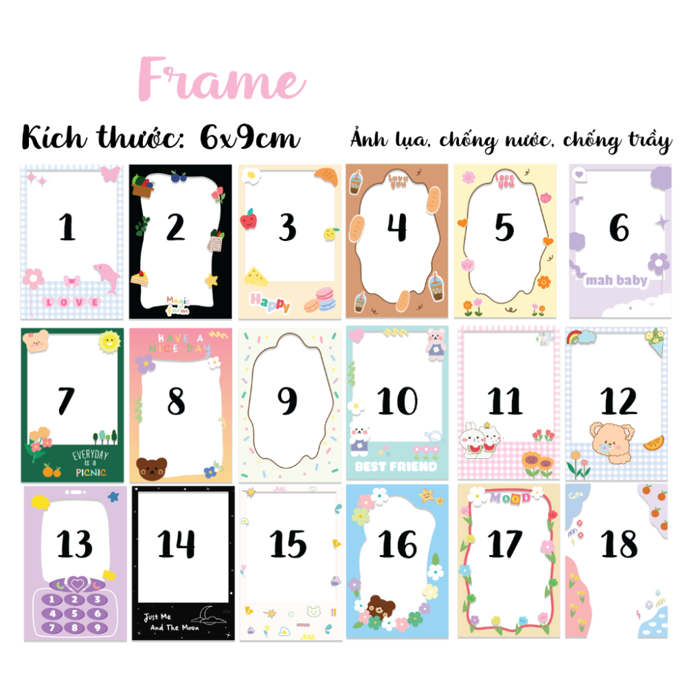Set 8 ảnh khung Cute lụa chống nước, chống trầy in theo yêu cầu, khung sẵn hot trend_thumbnail_1