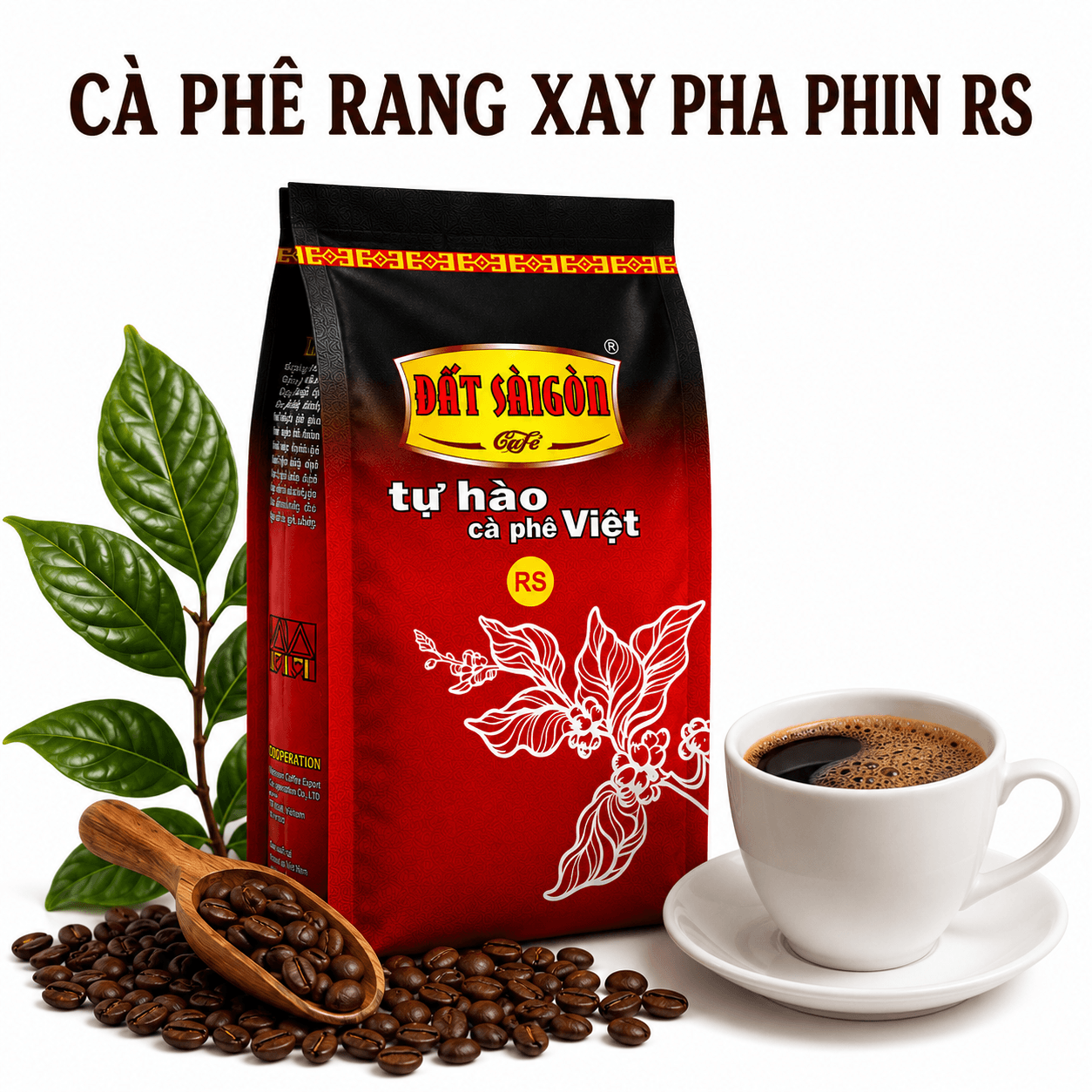 RS-500g Cafe Robusta Phối Nhẹ Thêm Arabiaca, Hậu Đắng Sâu, Mùi Hương Gỗ Sồi
