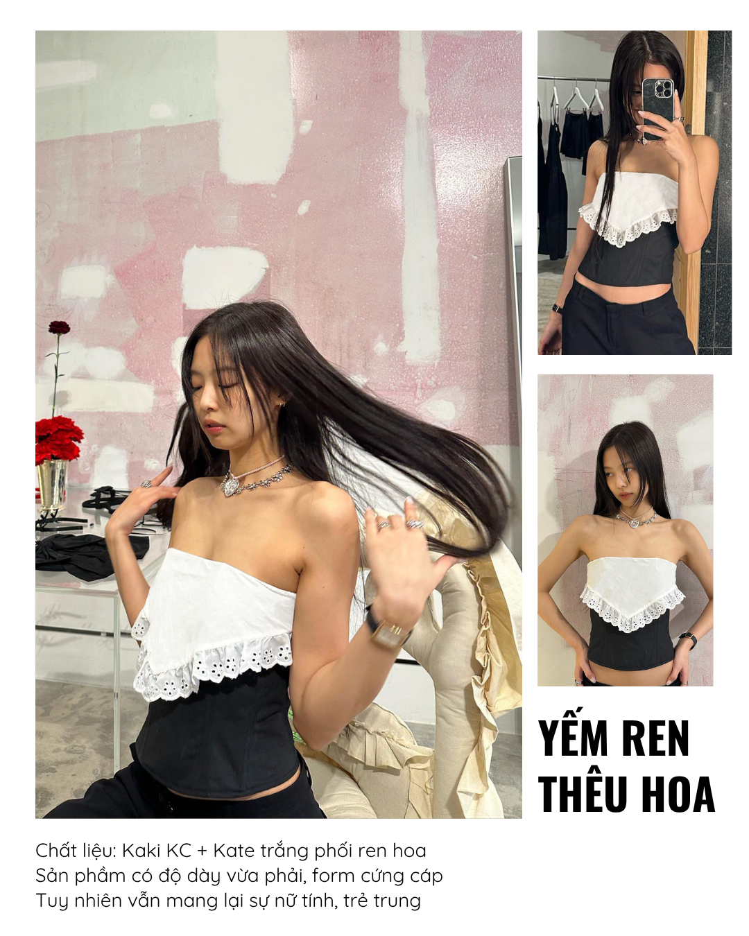 Áo croptop kiểu yếm phối ren Jennie_thumbnail_3