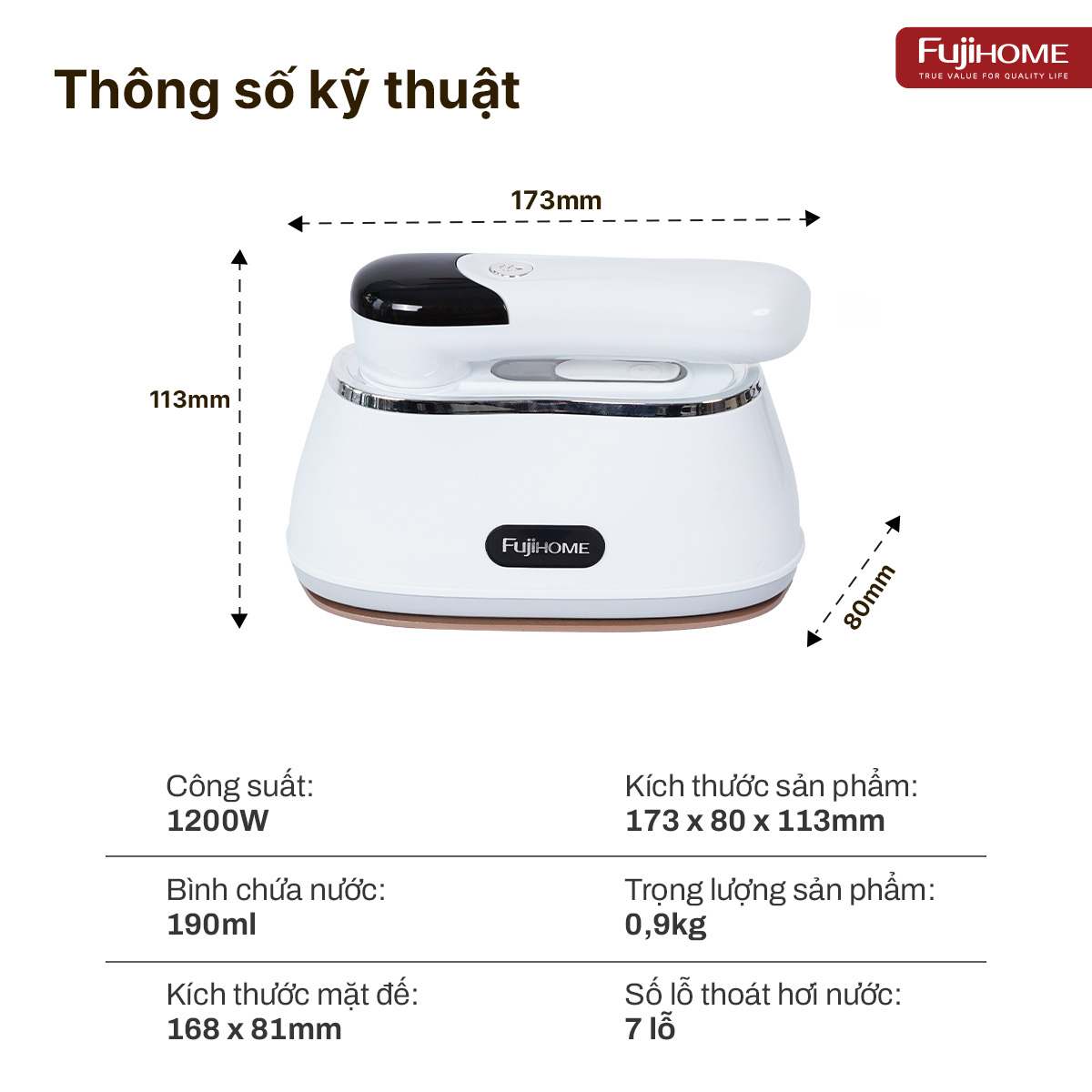 Bàn là hơi nước cầm tay gấp gọn Fujihome SI200CW ( điều chỉnh được lượng hơi nước )_thumbnail_7