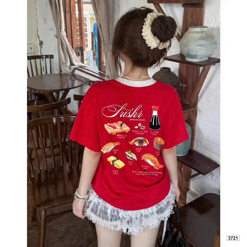 Áo thun boxy phối cổ mix màu đáng yêu Miucho Food 3721_thumbnail_4