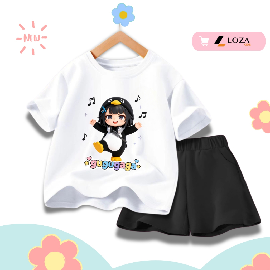 Set bộ bé gái in hình Chim cánh cụt Gugugaga -  Loza Kids SB683_thumbnail_0