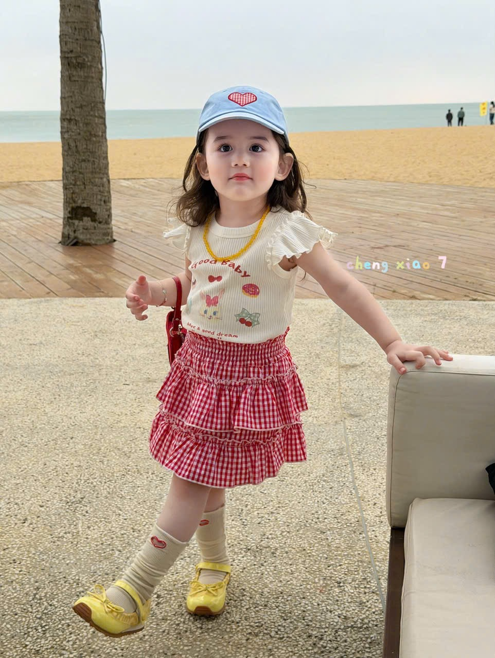 CX128 - Chân váy caro đỏ xoè tầng hãng CX7