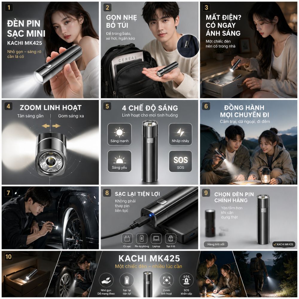 Đèn Pin Sạc Đa Năng Kachi MK425: Soi Rọi Mọi Hành Trình, Bừng Sáng Mọi Cuộc Vui_thumbnail_13