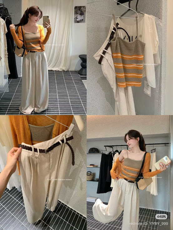 Lucas - Set áo 2 dây kẻ ngang + áo cardigan + quần đũi suông 2302_thumbnail_5