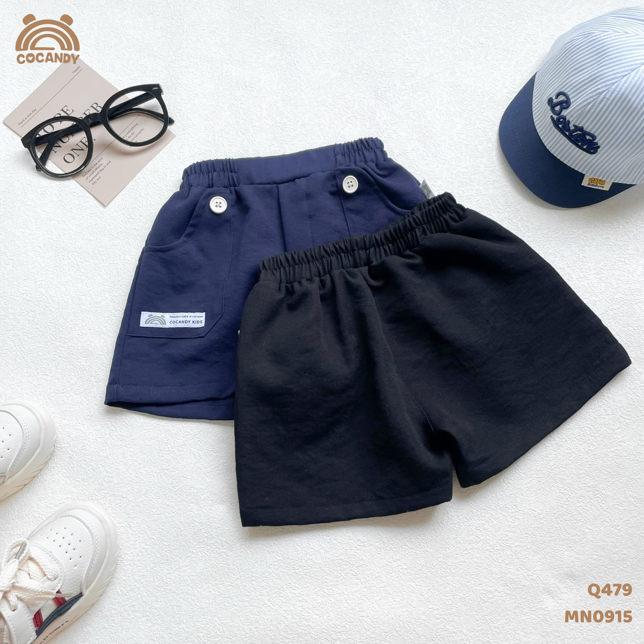 Quần cộc XANH NAVY 2 túi vát cúc tag CCD_thumbnail_5