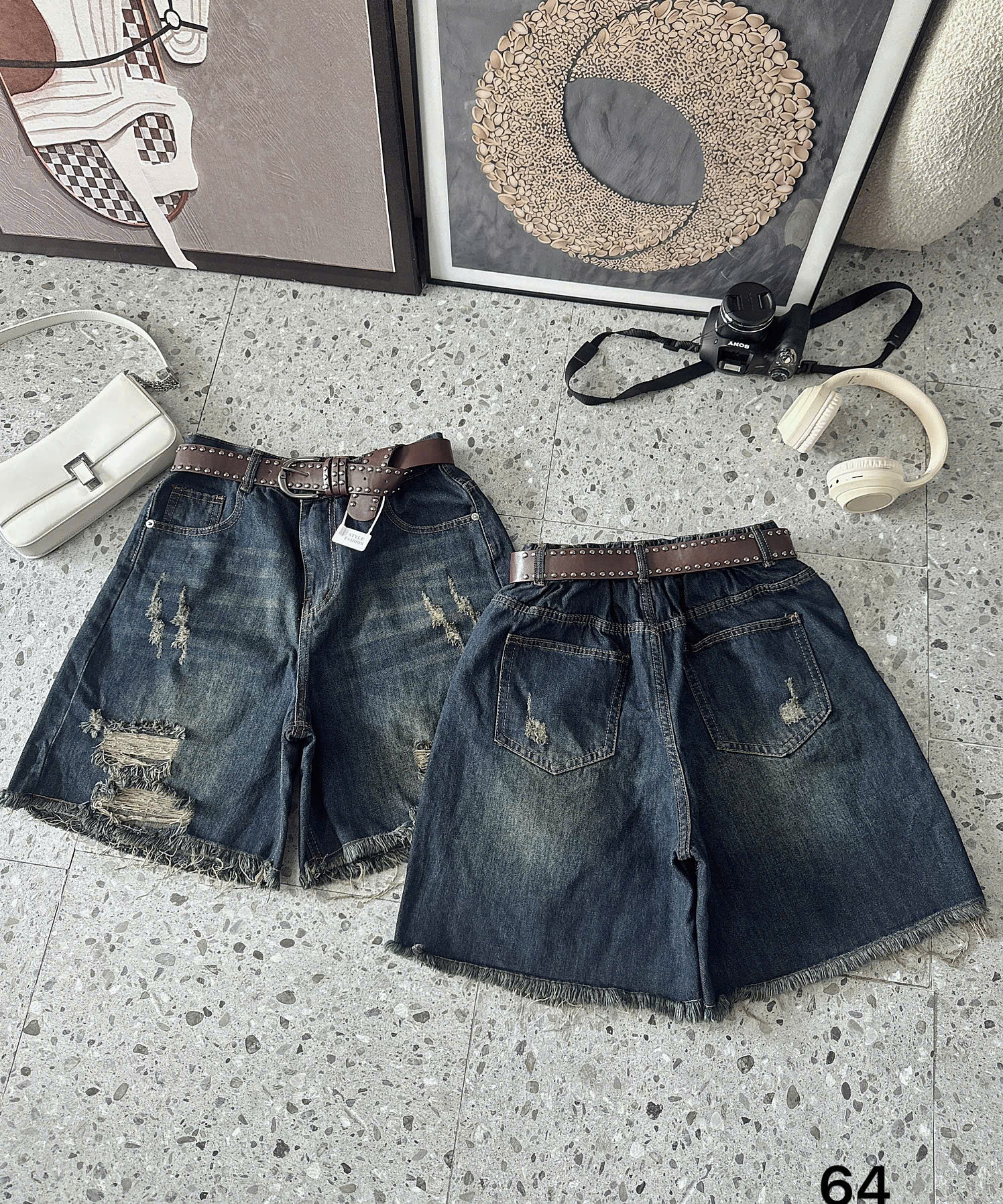BIGSIZE NỮ - Quần short jean lửng rách lưng thun dành cho nàng béo 55-90kg T-QSJ64_thumbnail_3