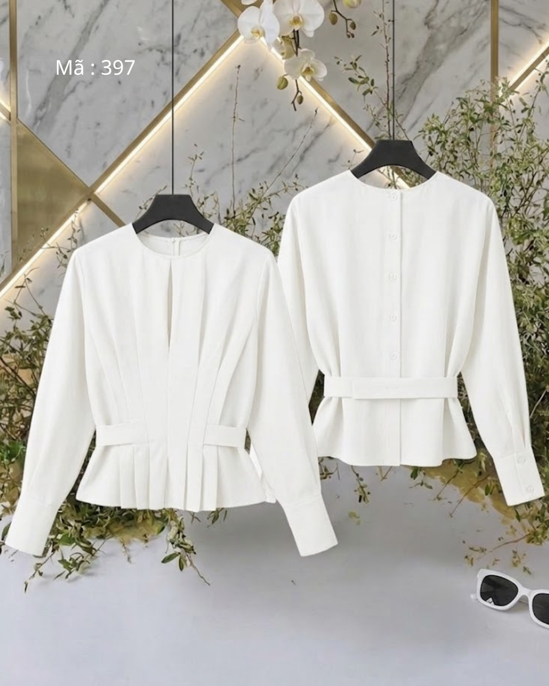 Áo Chiết Ly Eo Cổ Tròn