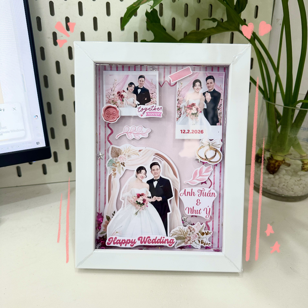 [ HỎA TỐC ] KHUNG ảnh 3D TẶNG QUÀ CƯỚI cô dâu, chú rể in ảnh theo yêu cầu - TẶNG GÓI QUÀ_thumbnail_1