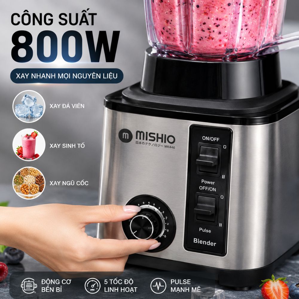 Máy Xay Sinh Tố Công Nghiệp Đa Năng Mishio MK446 (3.0L) - Công Suất 800W_thumbnail_5