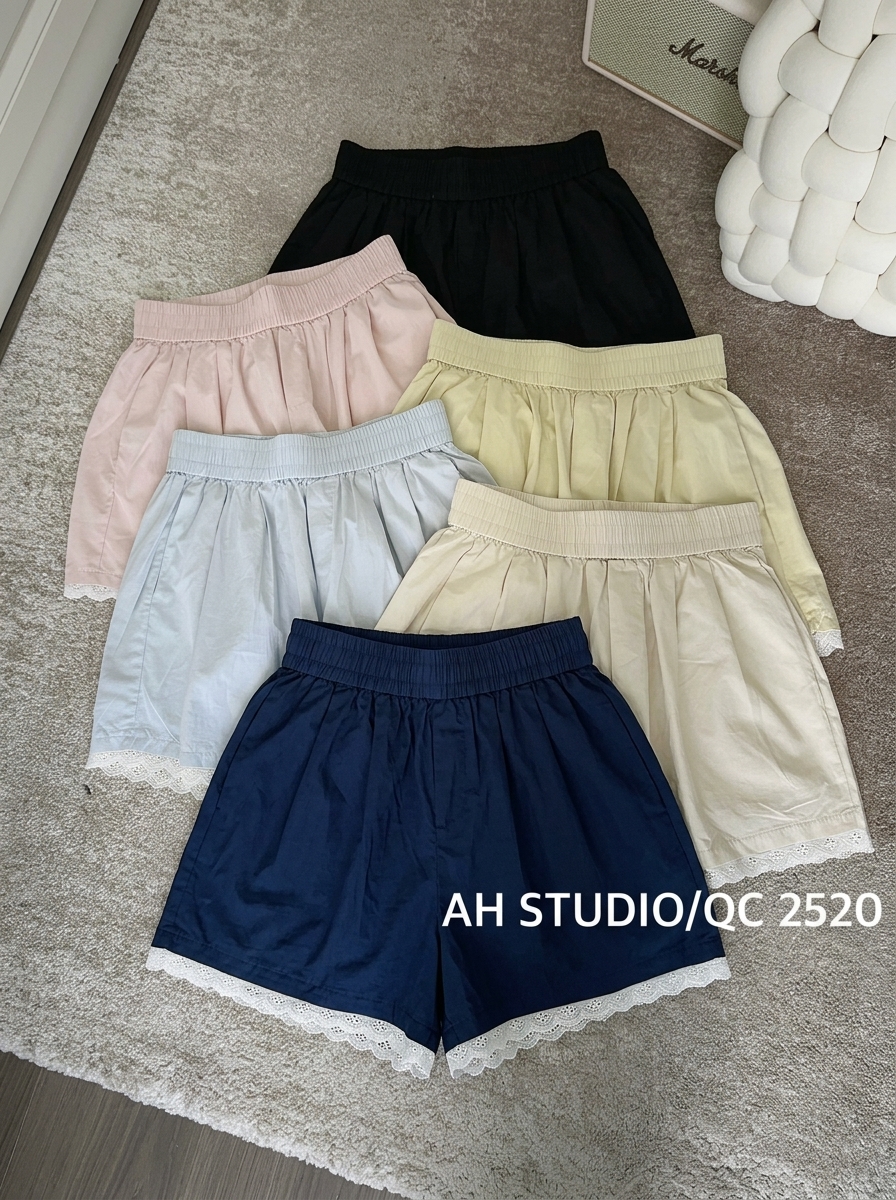 Short Vải Nữ Trơn lưng chun Lai Phối Ren PH.193 (B) (0687)_thumbnail_1