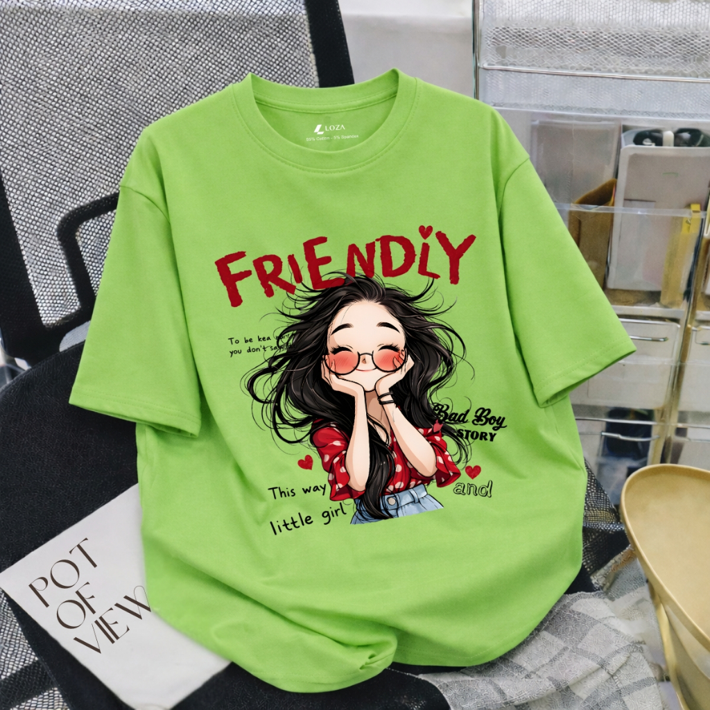 Áo phông nữ dáng rộng NA03 nhiều màu in hình cô gái chất liệu thun cotton co giãn 4 chiều Loza RT8540_thumbnail_6