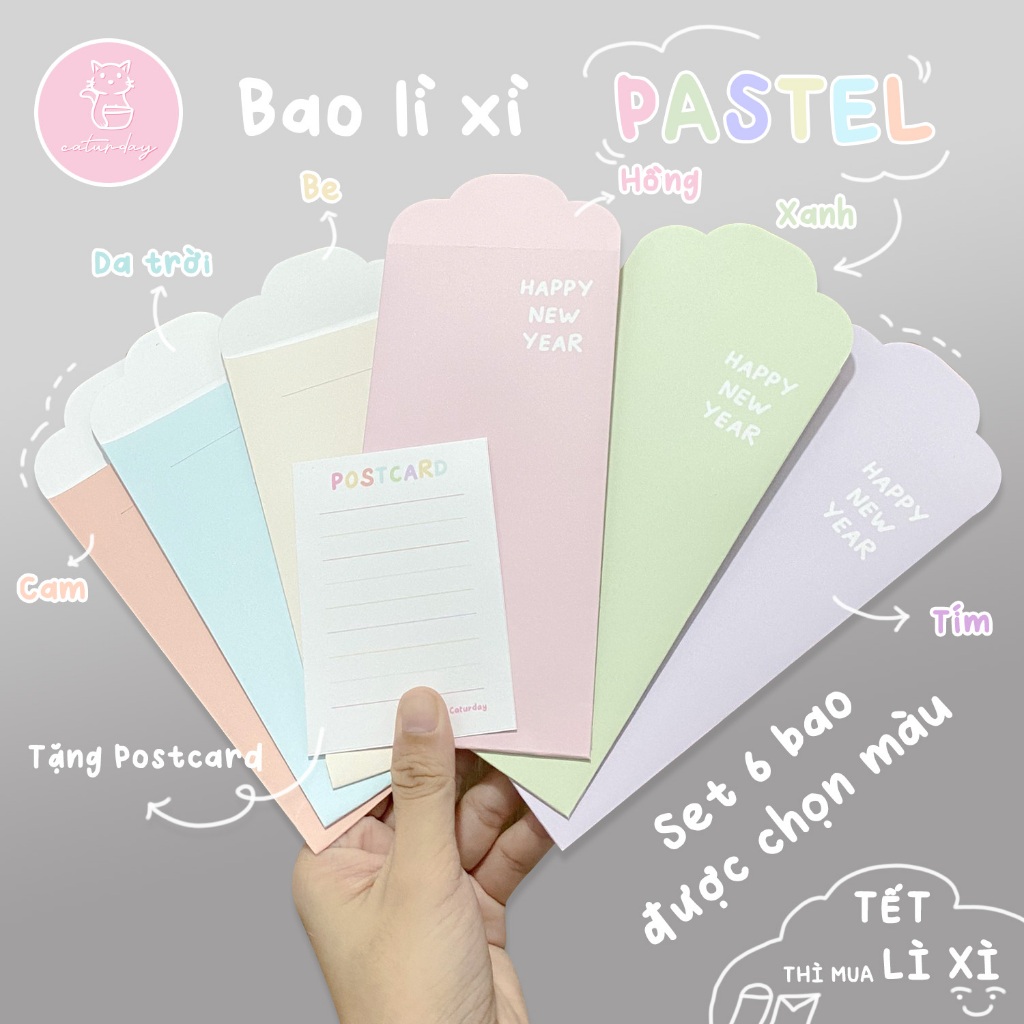 Bộ bao lì xì "IN HÌNH THEO YÊU CẦU" bê tráp, quà tặng,… , dáng dài lớn  | Caturday - DT5N