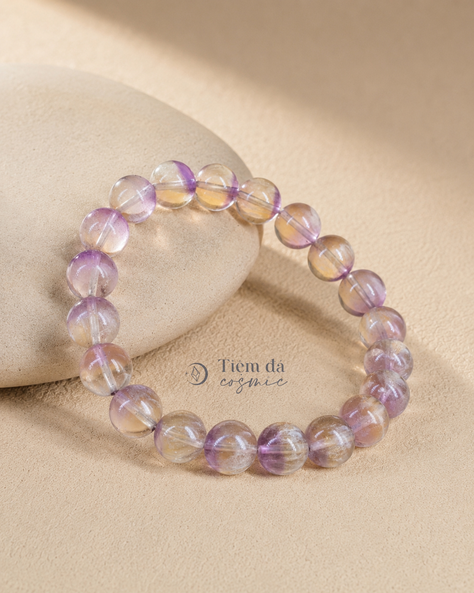 Vòng Đá Fluorite Kẹo (Tím + Vàng) Candy Fluorite