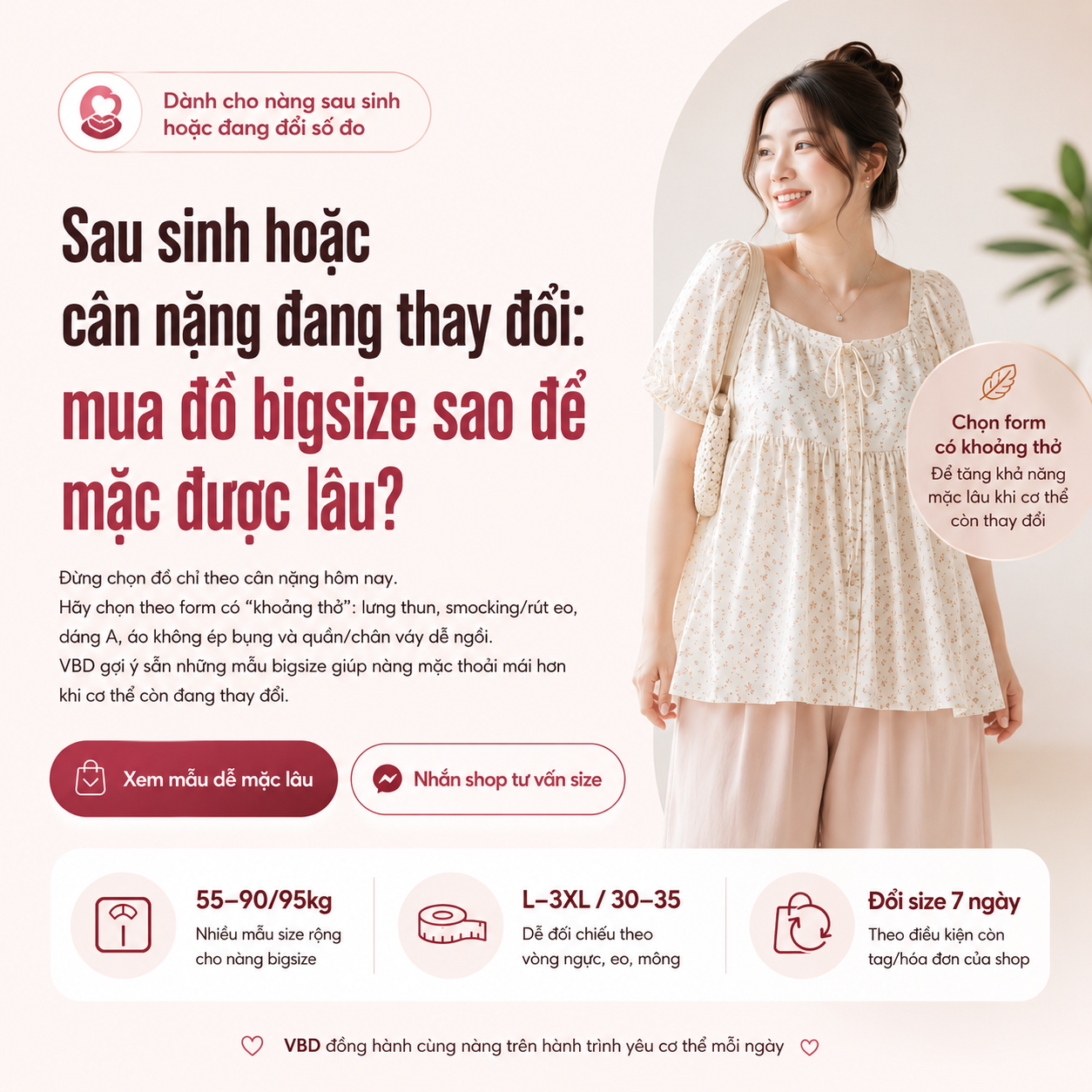 Mua đồ bigsize mặc được lâu khi cân nặng thay đổi | VBD