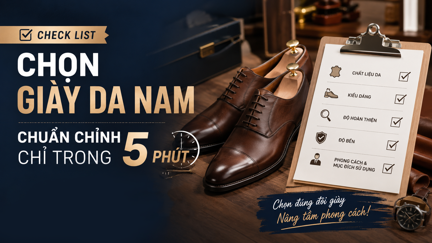 Check list chọn giày da nam chuẩn chỉnh chỉ trong 5 phút