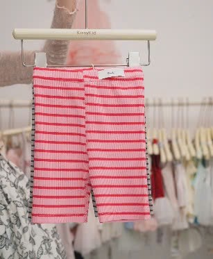 D255 - Form bé - Quần legging kẻ 2 màu hồng/ ghi - 2202