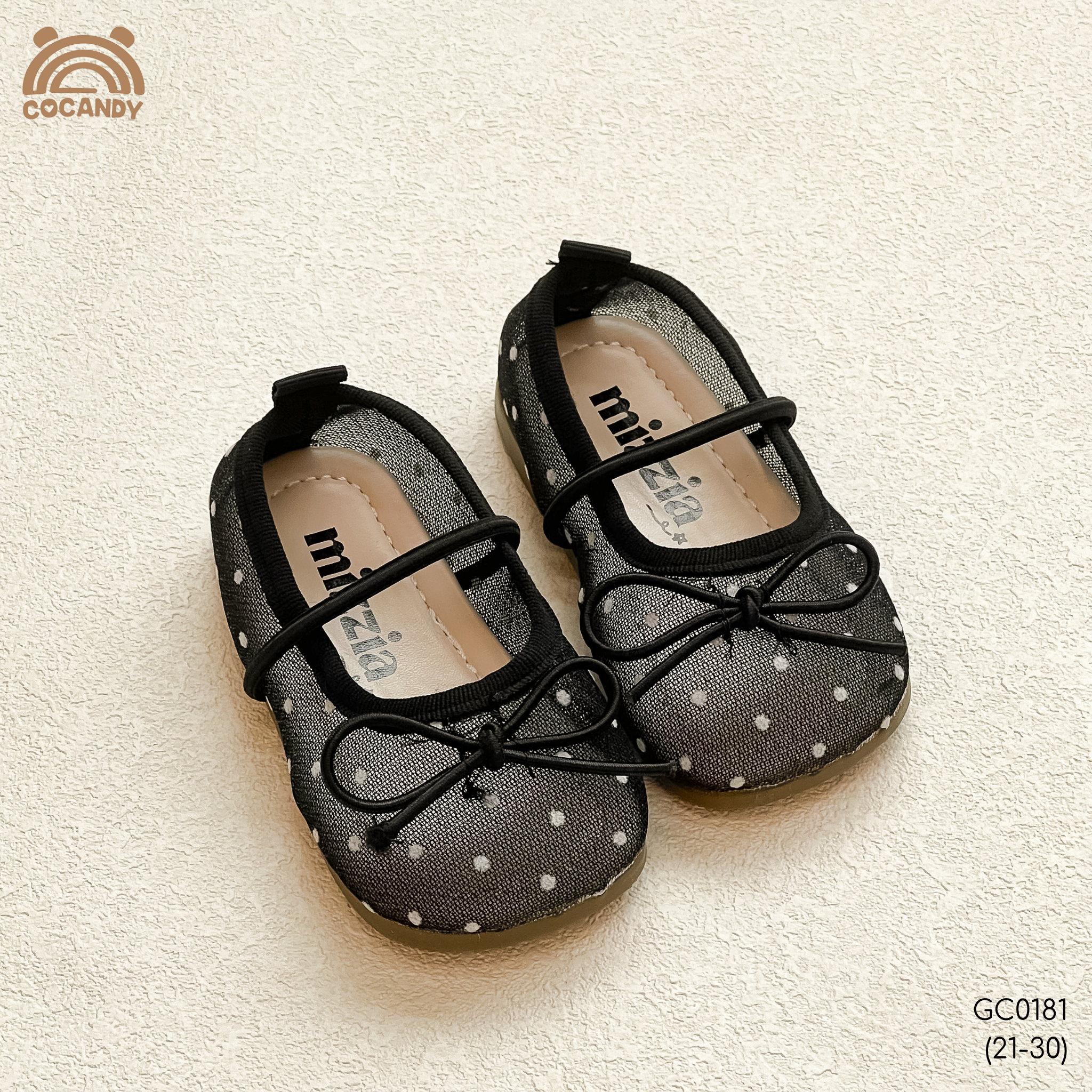 Giày búp bê nhập lưới ĐEN chấm bi MIZZIA