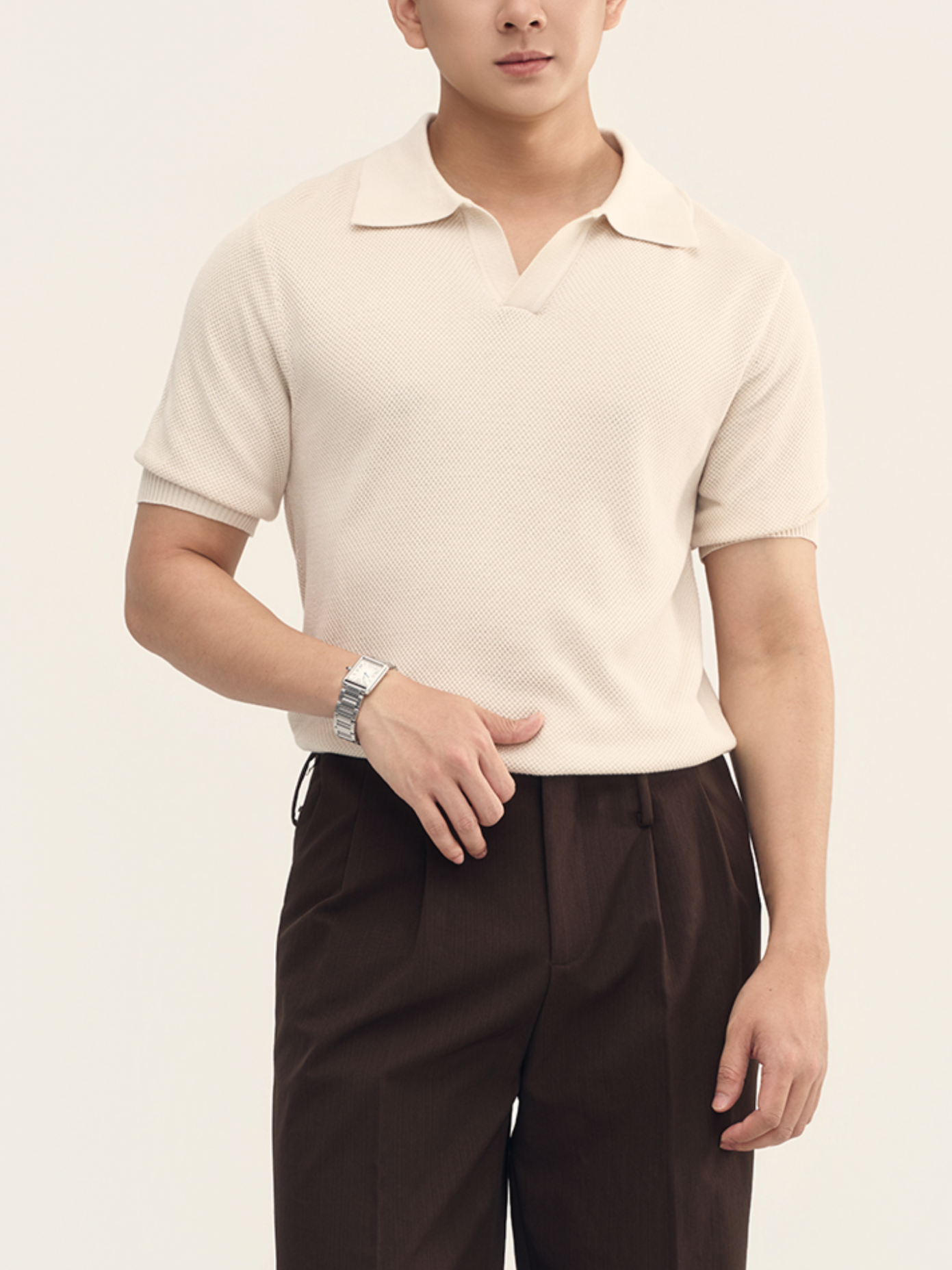 Áo Polo Dệt Kim Nẹp V Swift Sợi Viscose Form Regular