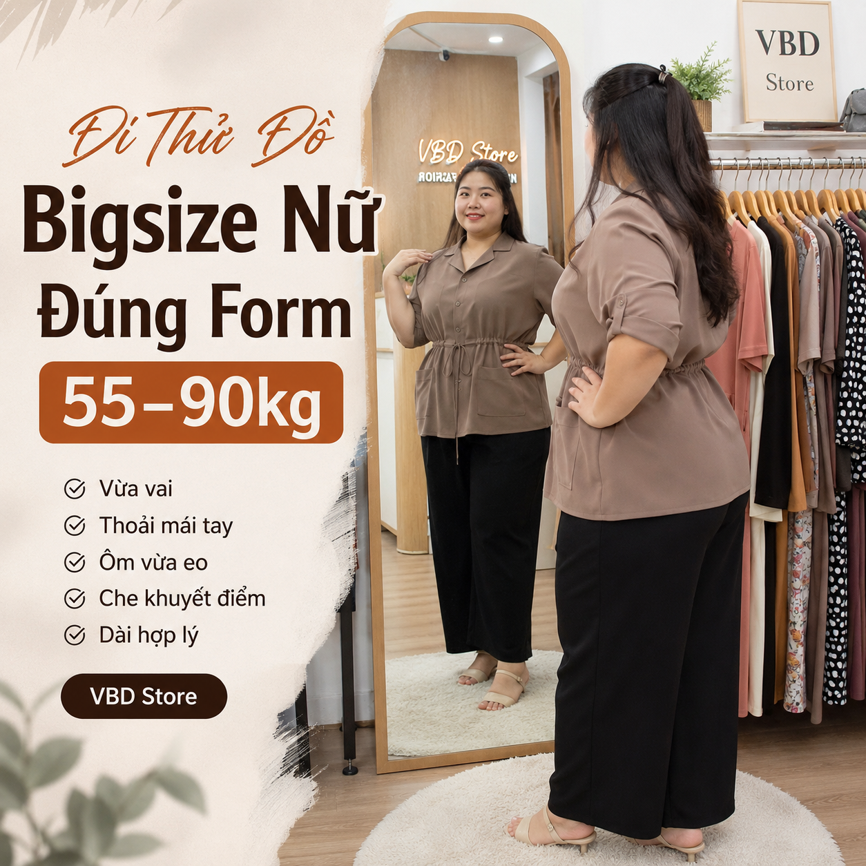 Đi Thử Đồ Bigsize Nữ Đúng Form 55–90kg | VBD