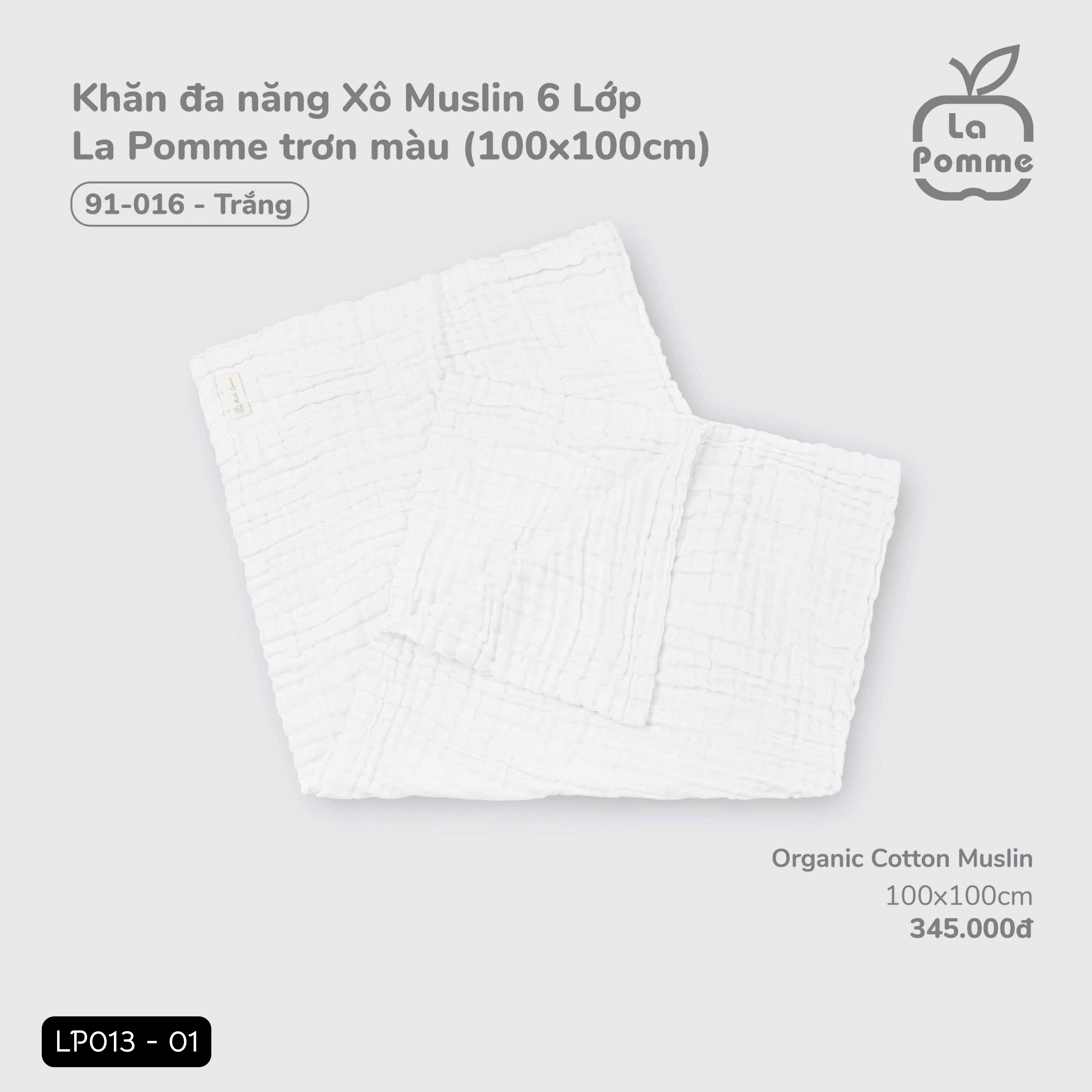 Khăn đa năng xô muslin 6 lớp La pomme (100x100cm)