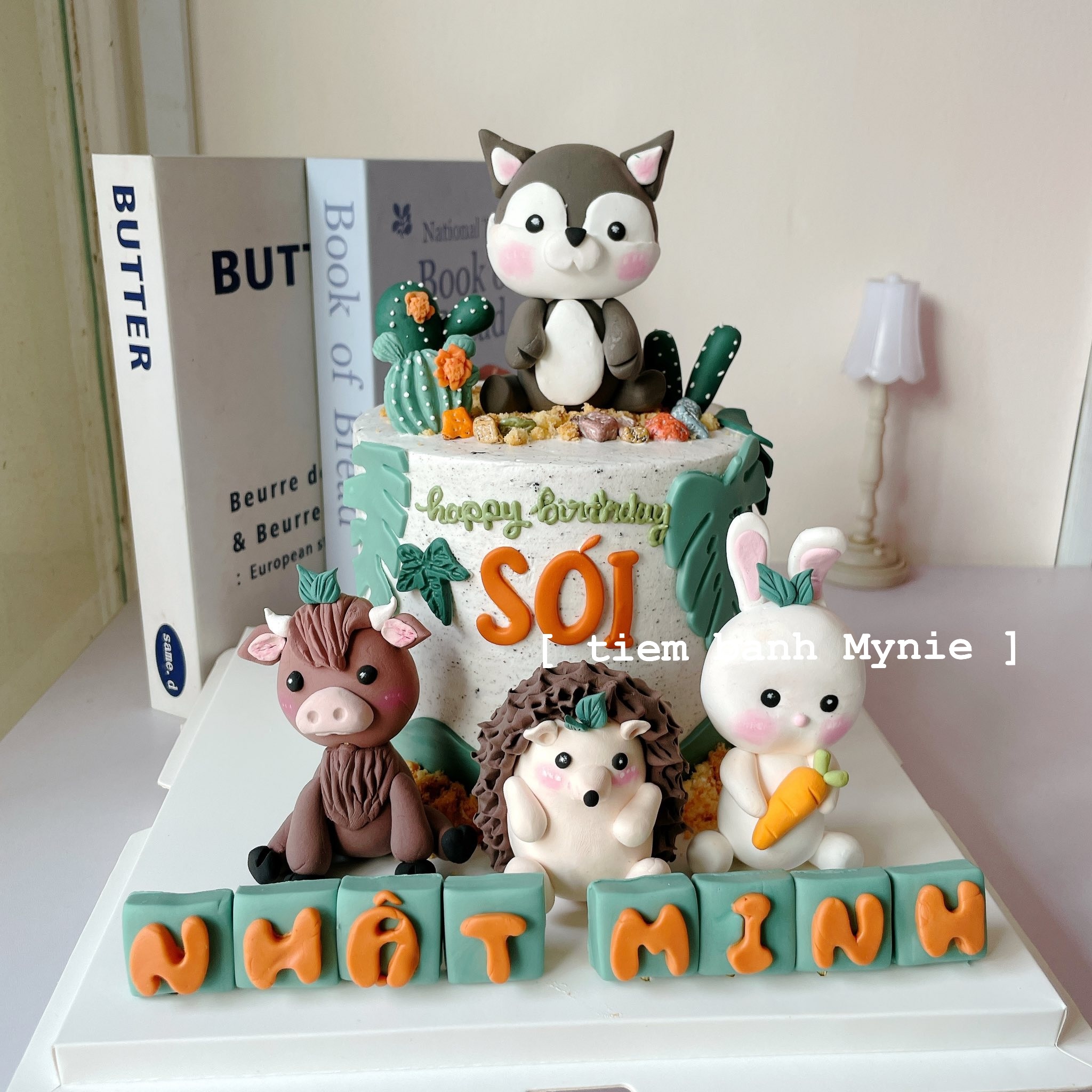 Bánh thôi nôi bé trai, chủ đề thú dễ thương TH0017