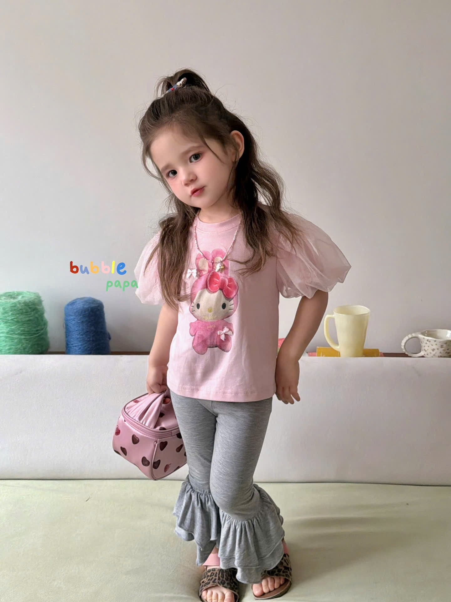 BP09 - Quần thun xám bèo ống hãng Bubble Papa (25507)