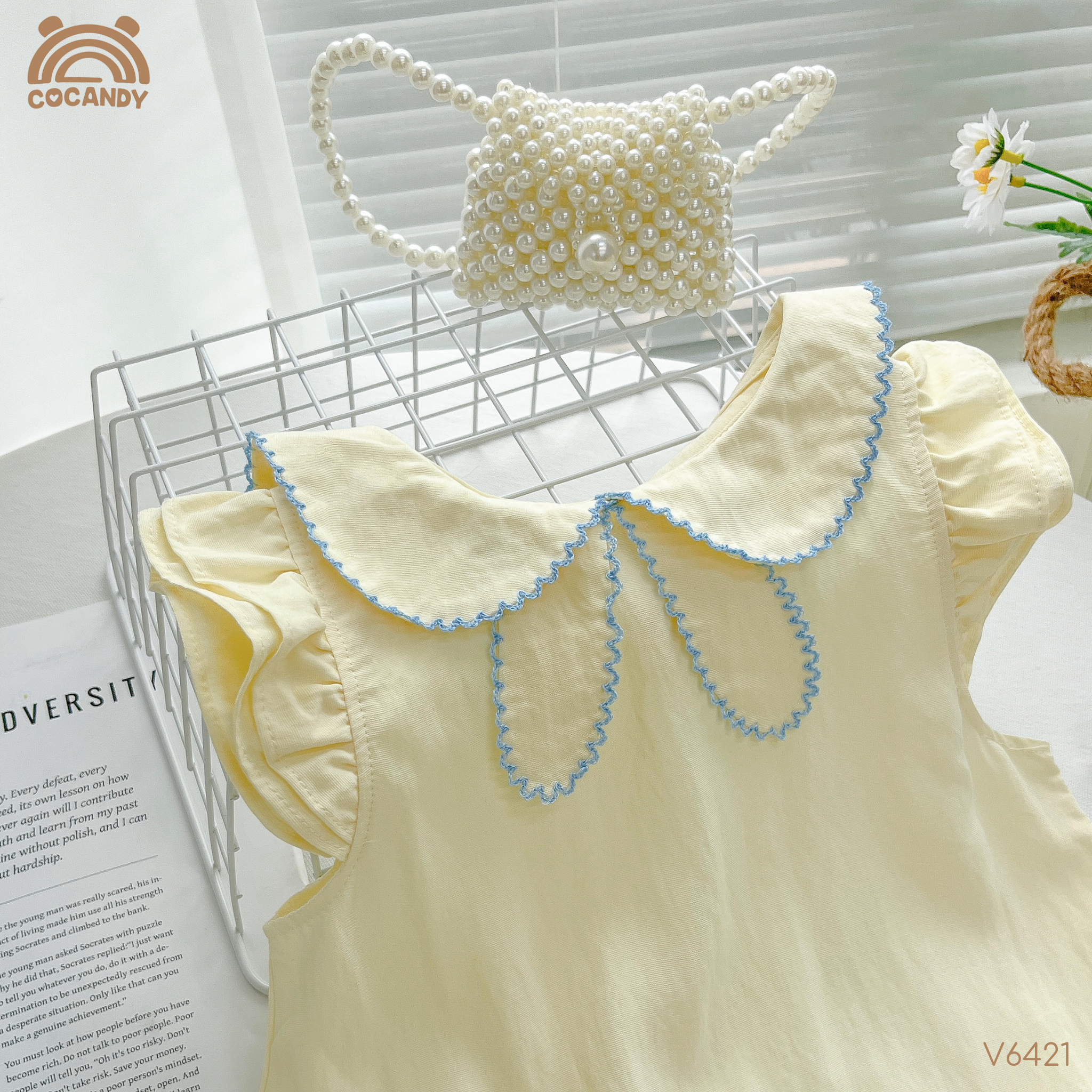 Váy sát nách thô VÀNG cổ nơ 2 tầng_thumbnail_3