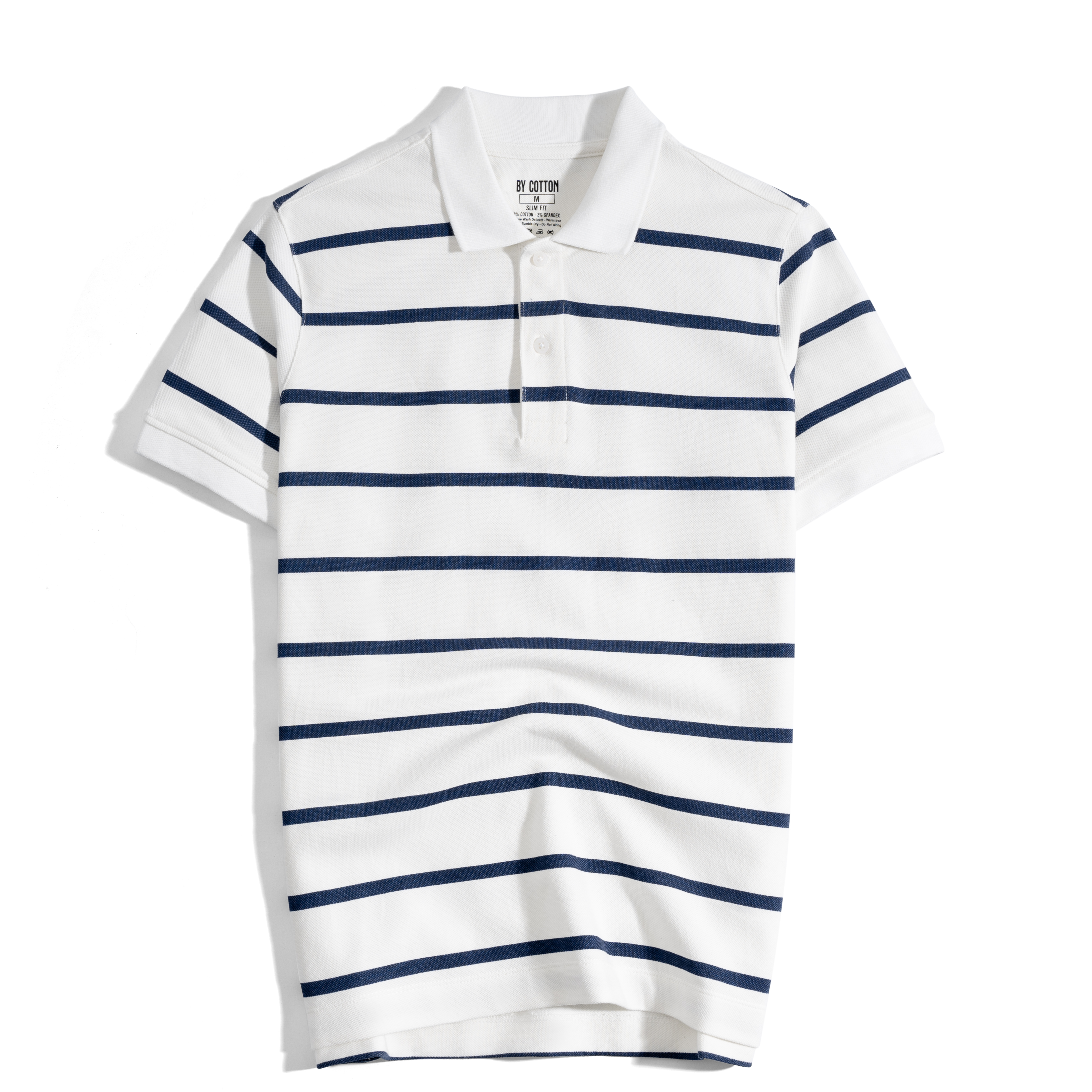 Áo Thun Polo By Cotton Pique 2.0 Trắng In Sọc X.Đen
