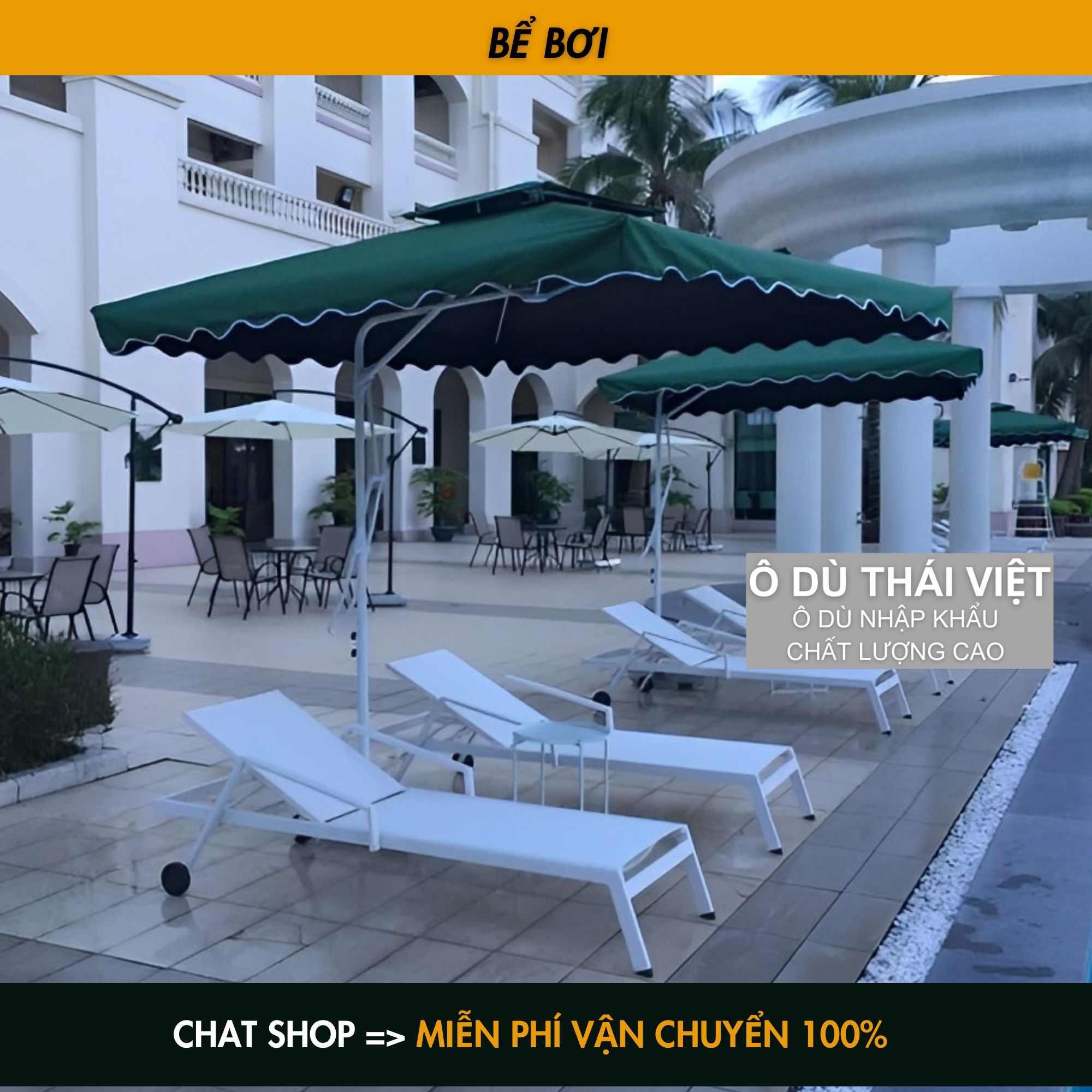 Dù che lệch tâm vuông ngoài trời rộng 2,5x2,5m HÀNG NHẬP KHẨU CAO CẤP vải dù polyester chống thấm tuyệt đối_thumbnail_2