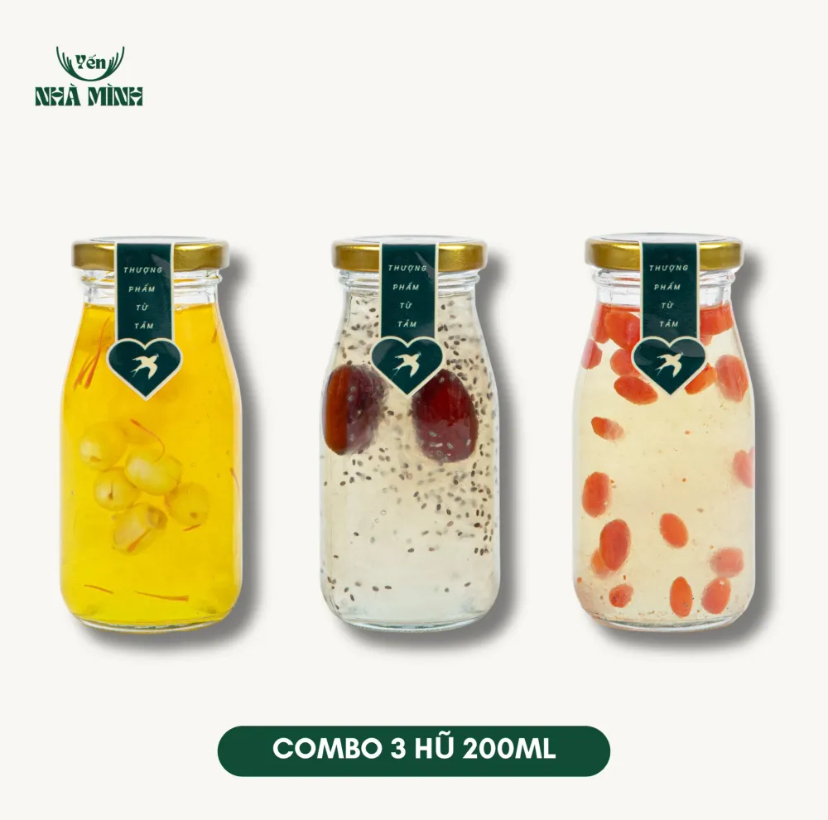 Túi Combo Yến Chưng 3 Hũ (200ml) - Tuỳ Chọn Vị, Bồi Bổ Sức Khỏe Mỗi Ngày