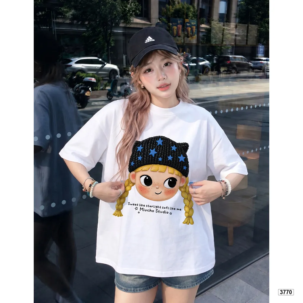 Áo thun boxy nữ Cartoon Girl đáng yêu Miucho 3770_thumbnail_5