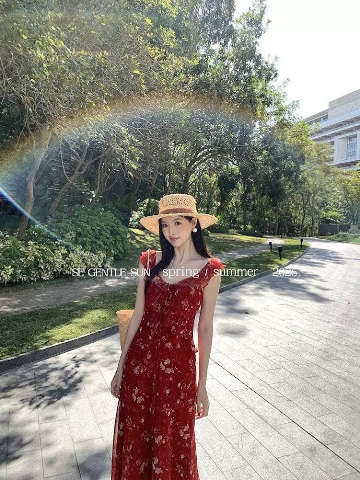 Lucas - Váy hoa voan cổ tim viền bèo nơ ngực GENTLE_thumbnail_3