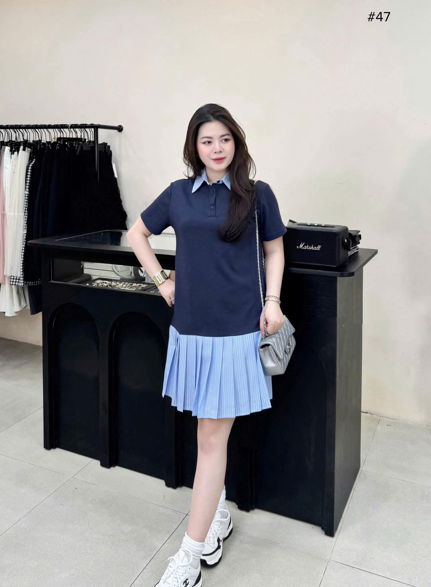 Đầm suông có cổ ( XANH ĐEN )_thumbnail_3