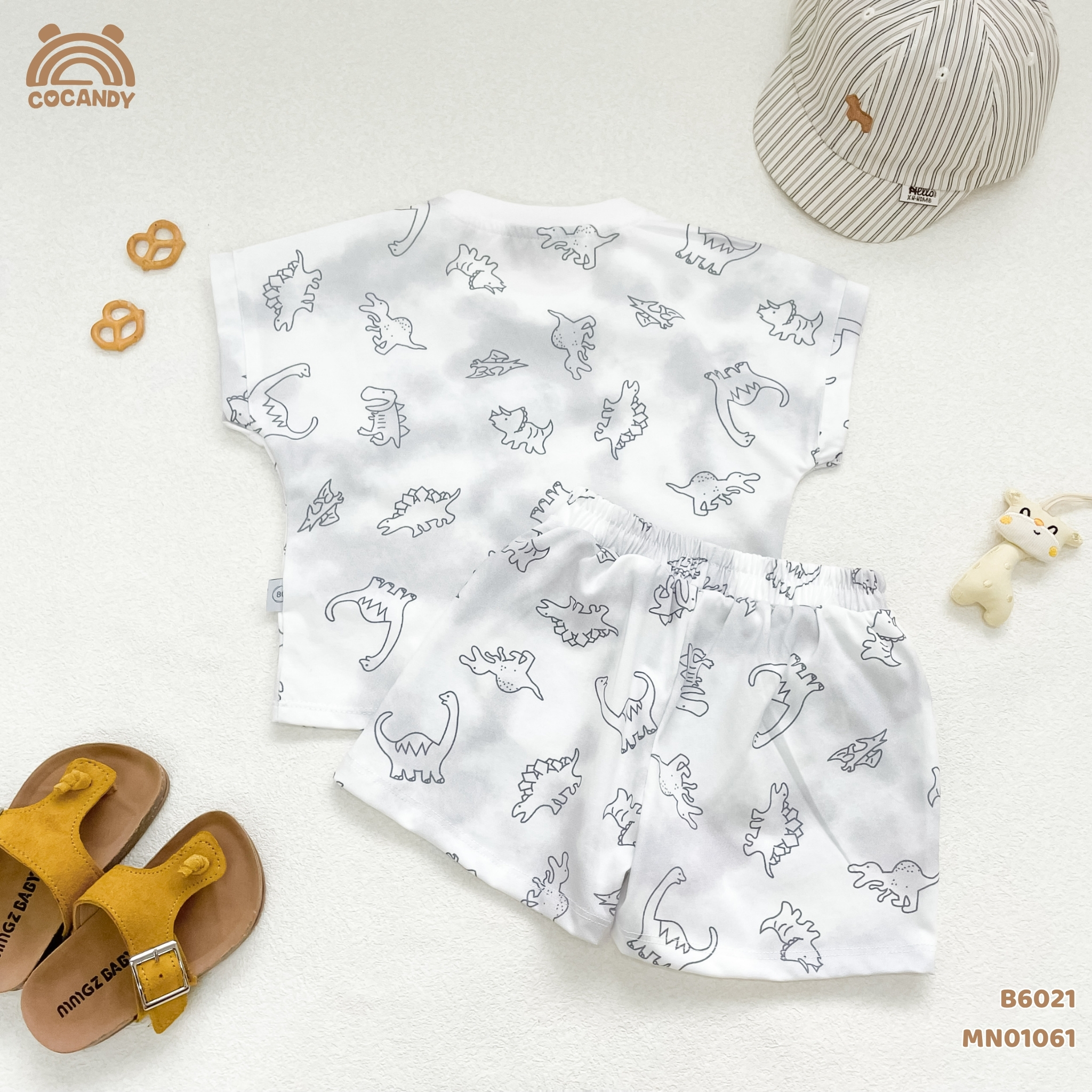 Bộ cộc cotton GHI hình khủng long túi ngực_thumbnail_4