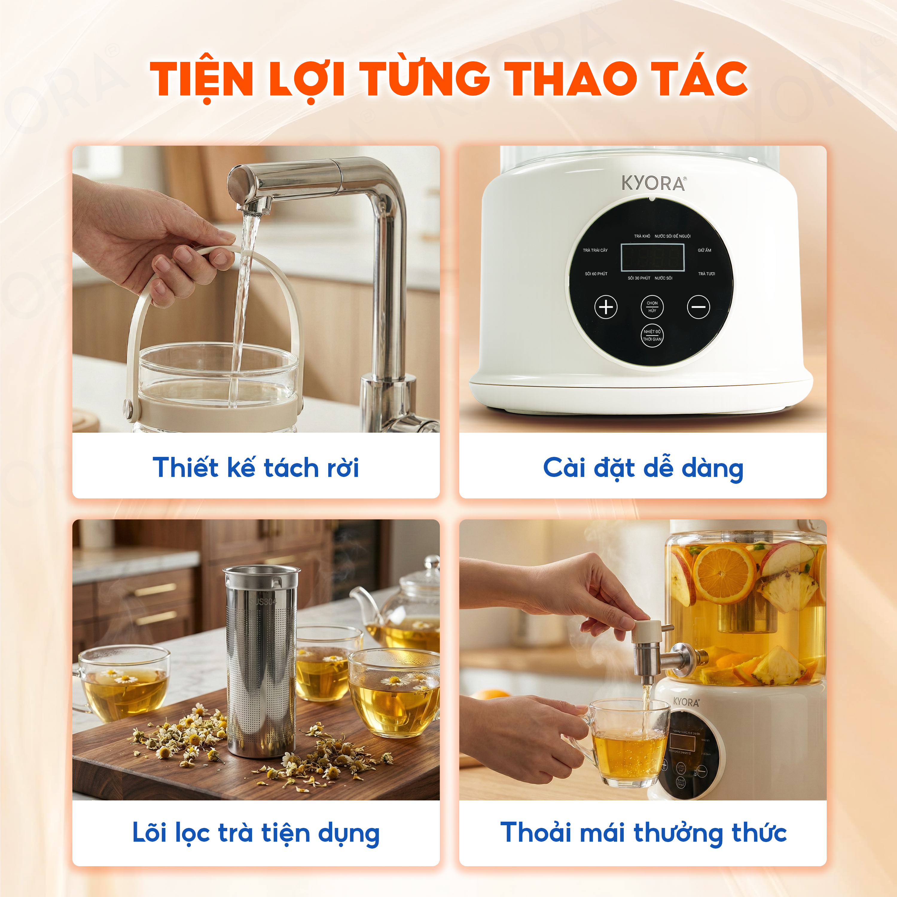 Ấm Đun Nước Giữ Nhiệt Đa Năng 8in1 Kyora 2.8L - 8 chức năng đun nấu - Giữ nhiệt 48H liên tục - Kèm lõi lọc trà_thumbnail_7