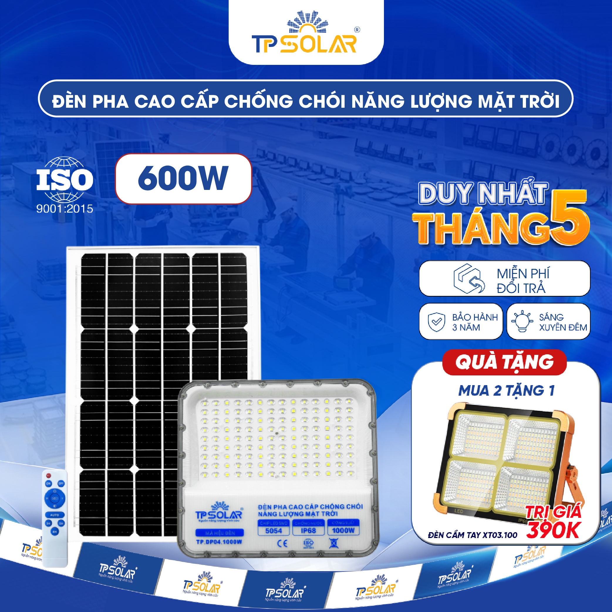 Đèn pha cao cấp chống chói năng lượng mặt trời (TP.DP04.600 / TP.DP04.1000)