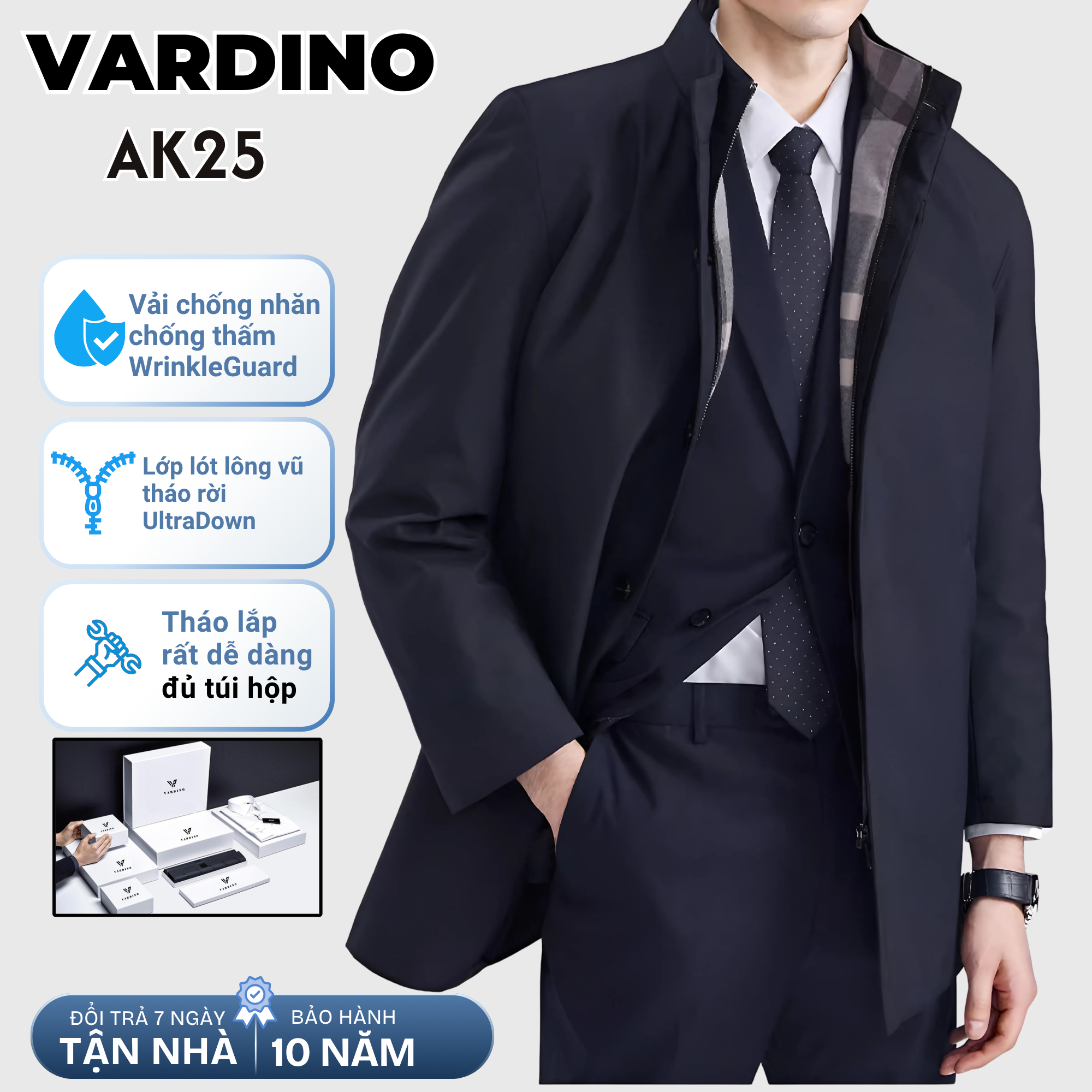 Áo khoác măng tô nam cổ đứng có lót tháo rời Vardino AK2526_thumbnail_4