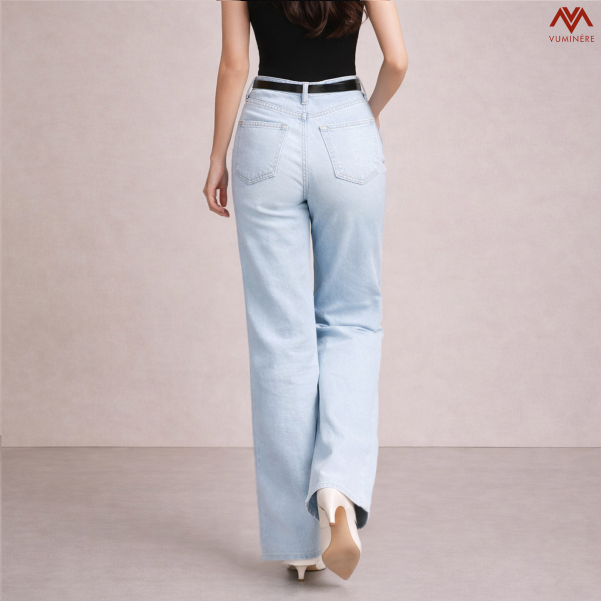 Quần Jeans nữ VUMINÉRE - Flared Jeans dáng loe nhẹ, mang đến vẻ ngoài thời thượng và Retro