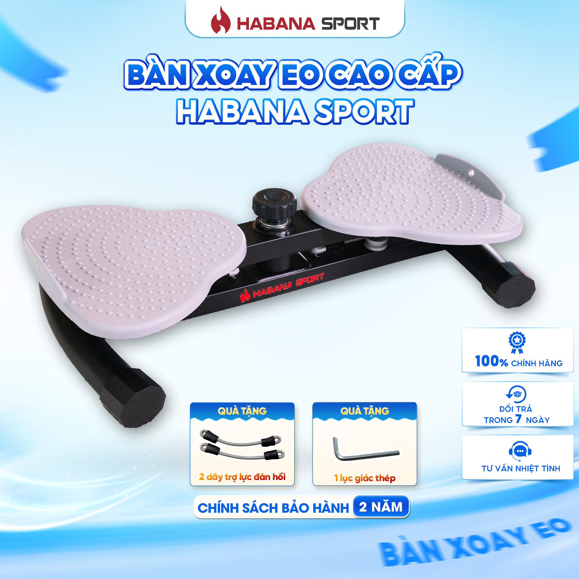 Bàn Xoay Eo Tập Bụng Habana Sport [ TẶNG] Bộ Phụ Kiện Chuyên Dụng