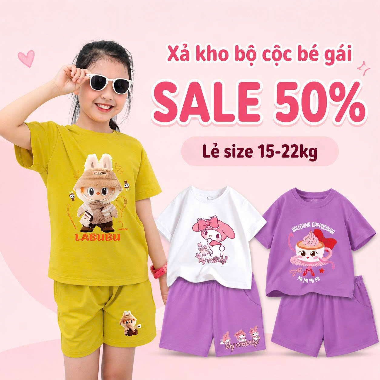 [XẢ KHO SIZE 110,120] Bộ đồ cho bé gái nhiều mẫu Size 110, Size 120 - Quần áo bé gái  từ 15-22kg - Loza Kids XB001