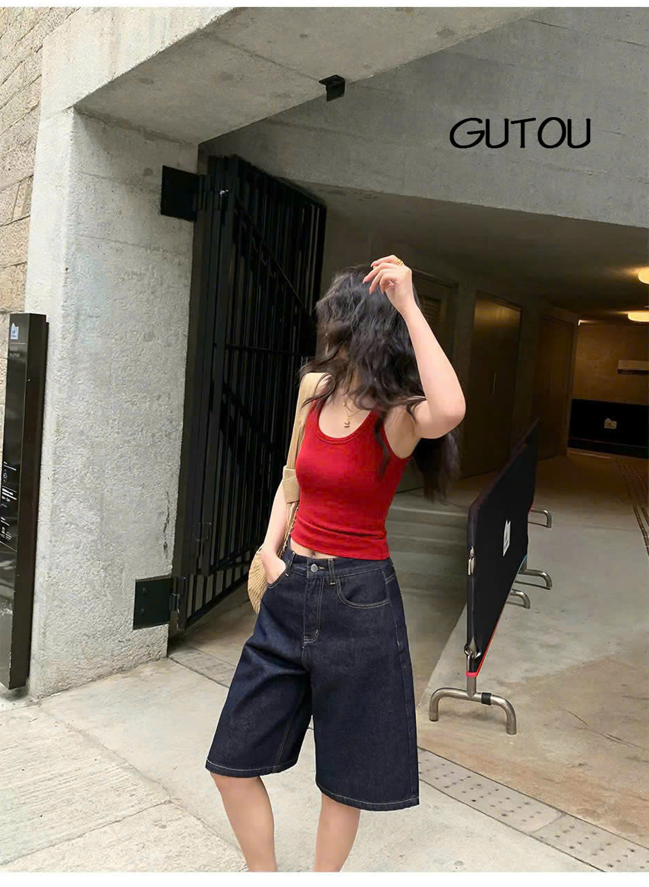[ GUTOU ] Quần Jean Lửng New Basic