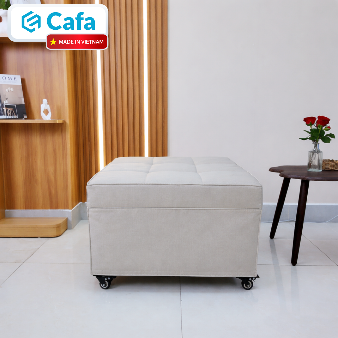 SOFA BED DẠNG HỘP 80CM MÀU KEM
