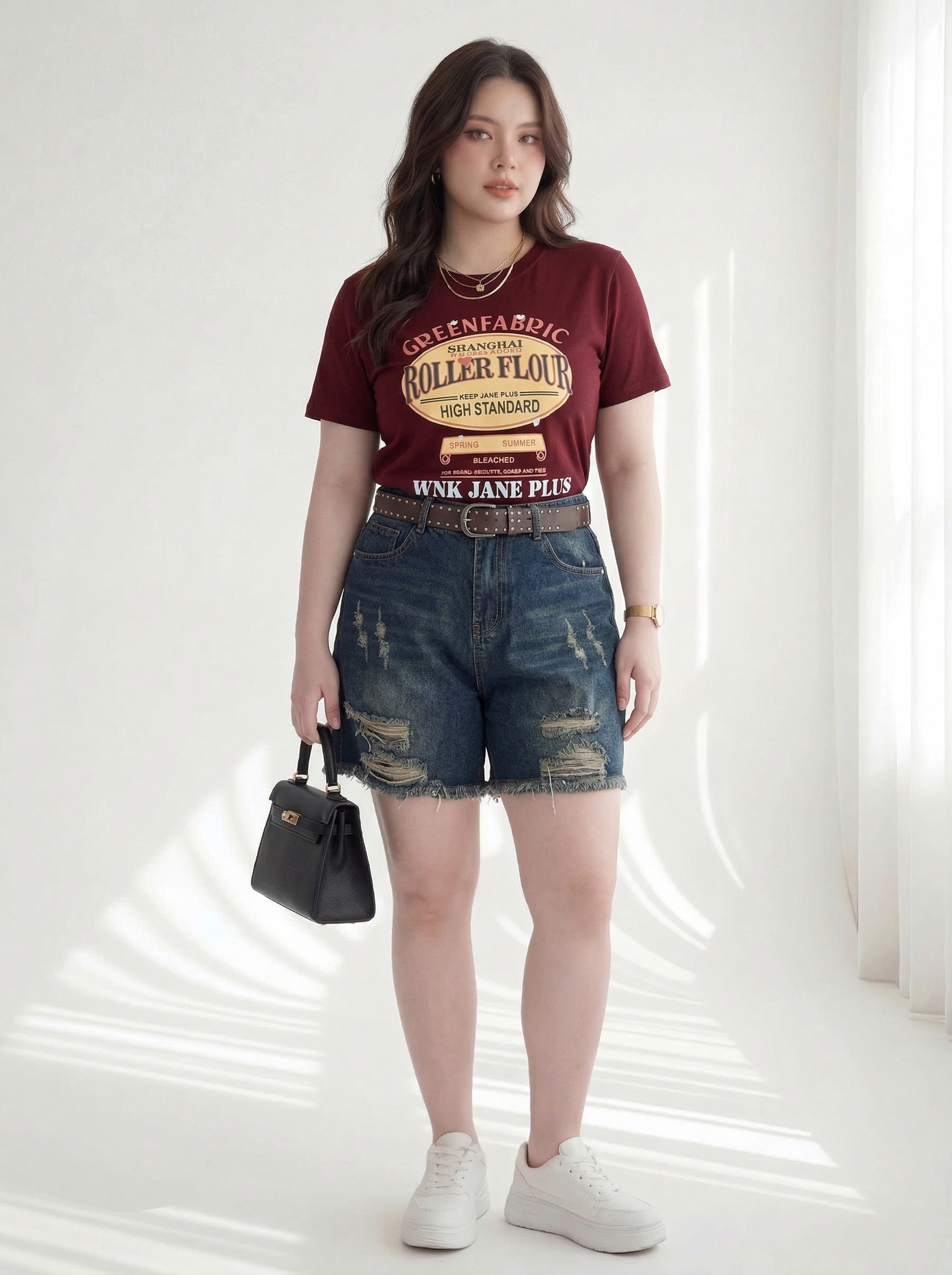 BIGSIZE NỮ - Quần short jean lửng rách lưng thun dành cho nàng béo 55-90kg T-QSJ64
