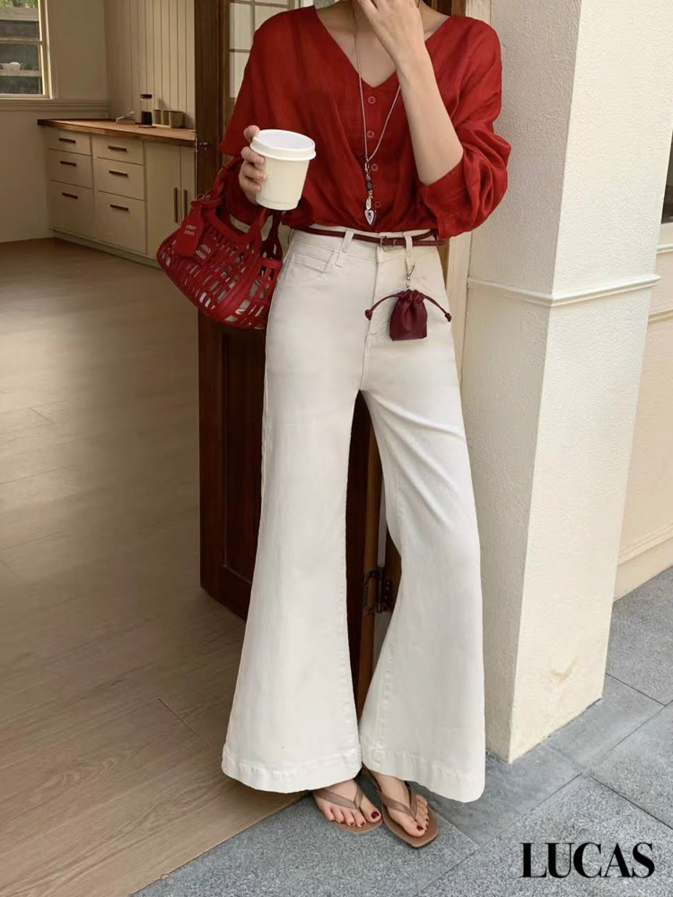 Quần Jeans ống loe + belt bản nhỏ + túi rút DIDO_thumbnail_1