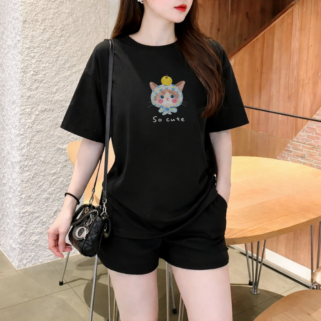 Set bộ thun nữ màu đen nhiều hình dễ mặc - Loza G0460_thumbnail_1